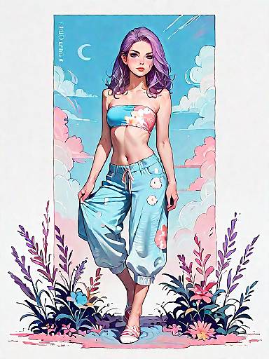 Realistic Girl in Contemporary Swimwear