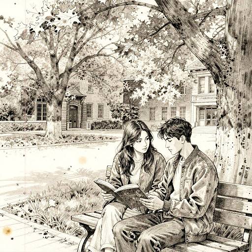 Romantic Autumn Courtyard Reading