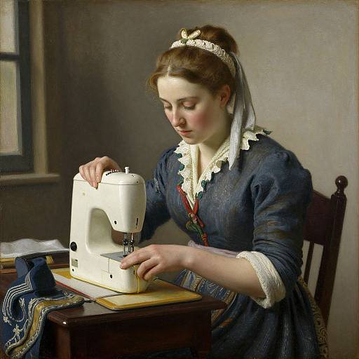 Max Liebermann Inspired Dutch Woman Sewing