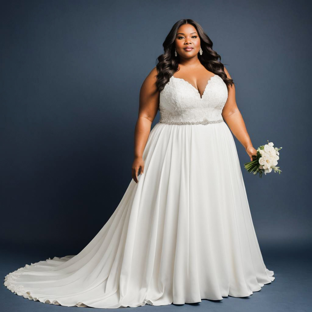 Radiant Plus-Size Bride in Ivory Gown