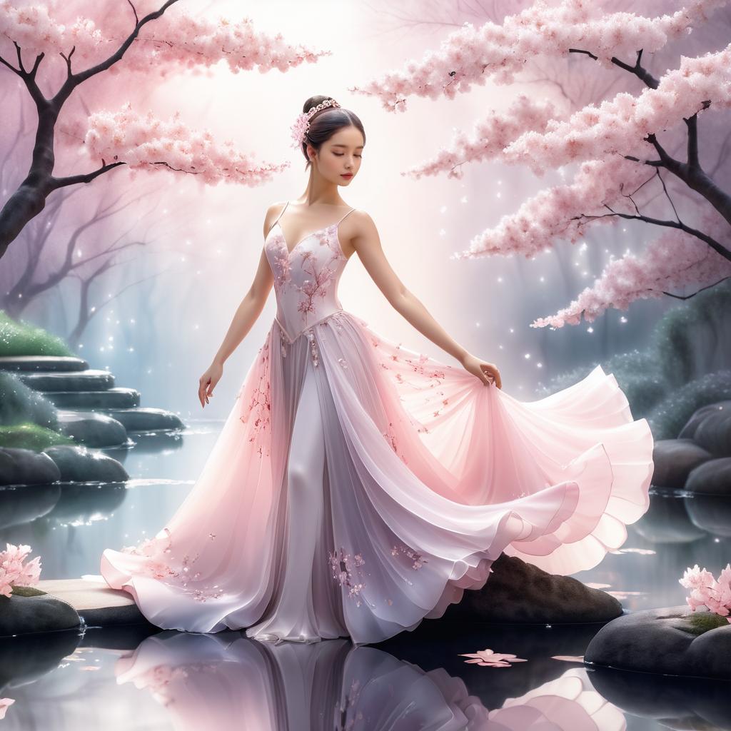 Delicate Ballerina in a Blossom Garden