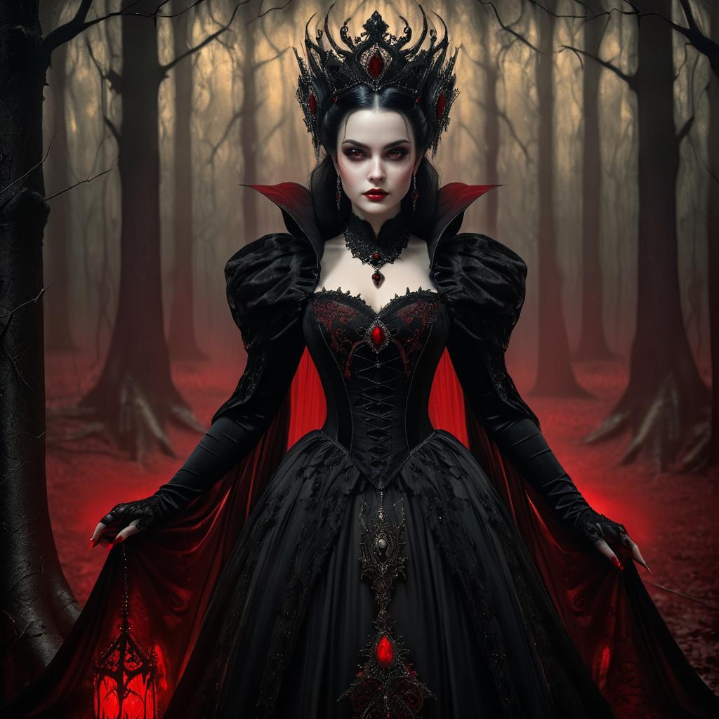 Gothic Vampire Queen in Haunted Forest