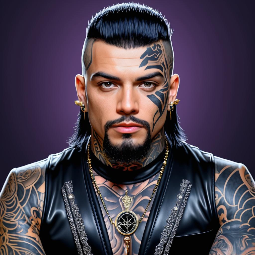 Realistic Portrait of a Tattooed Rocker