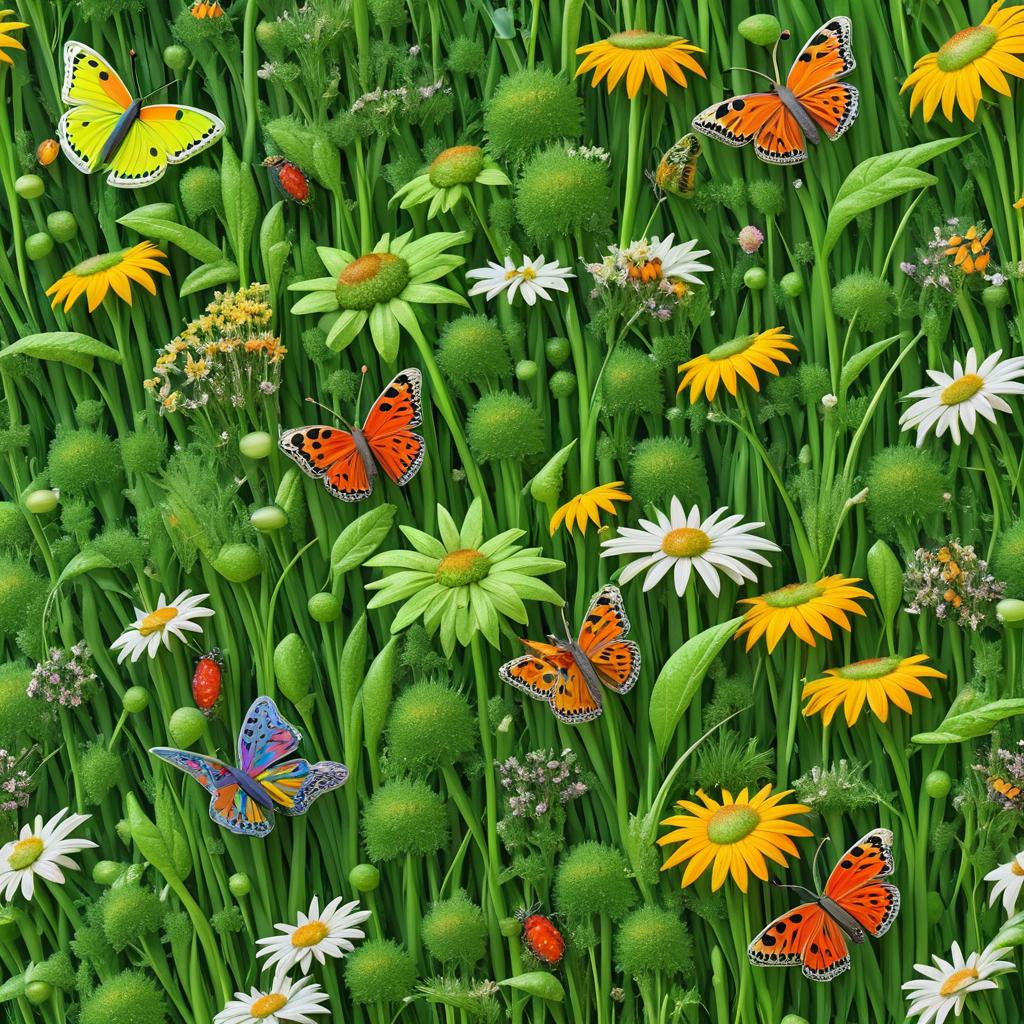 Surreal Meadow with Hidden Insects