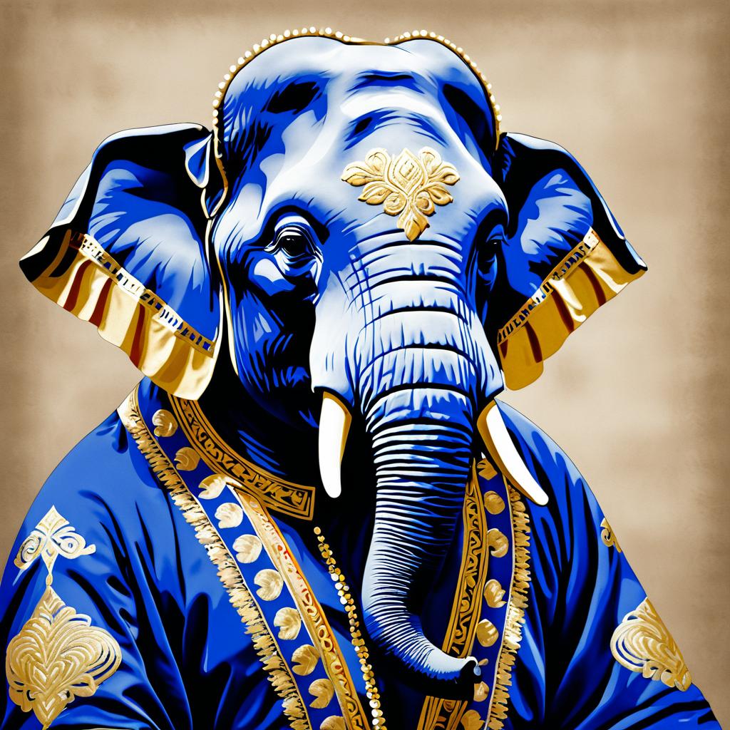 Regal Elephant Portrait in Romantic Style