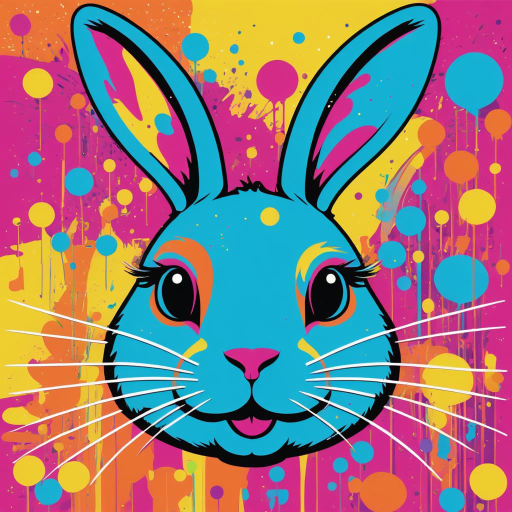 Whimsical Rabbit in Warhol Style