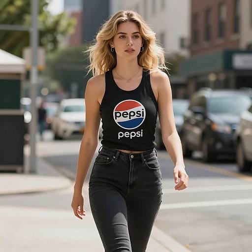 Young Woman Walking in Urban Street