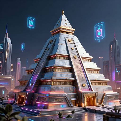 Futuristic Cyberpunk Ziggurat Design