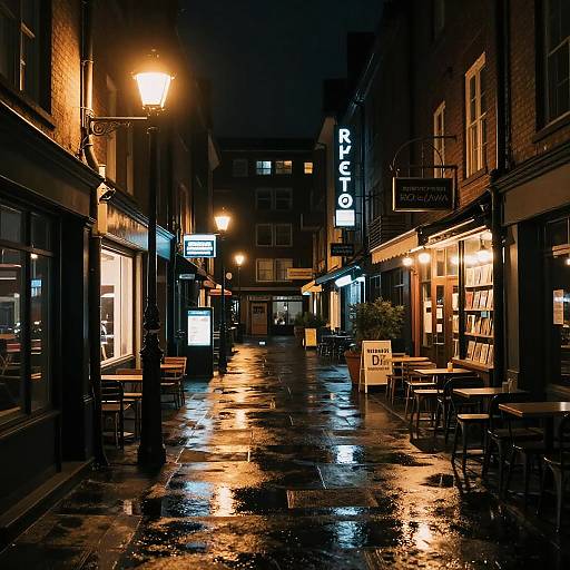 Nighttime Cityscape with Neon Glow