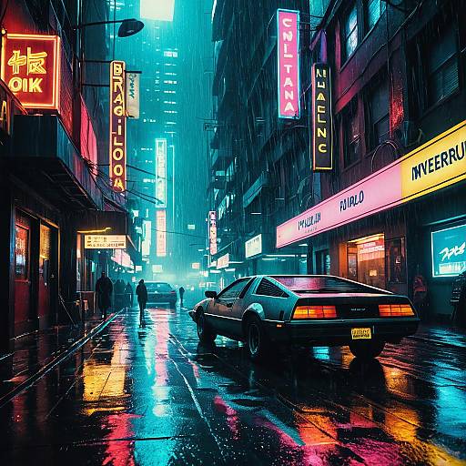 Cinematic 80s Polaroid Neon Cyberpunk Scene