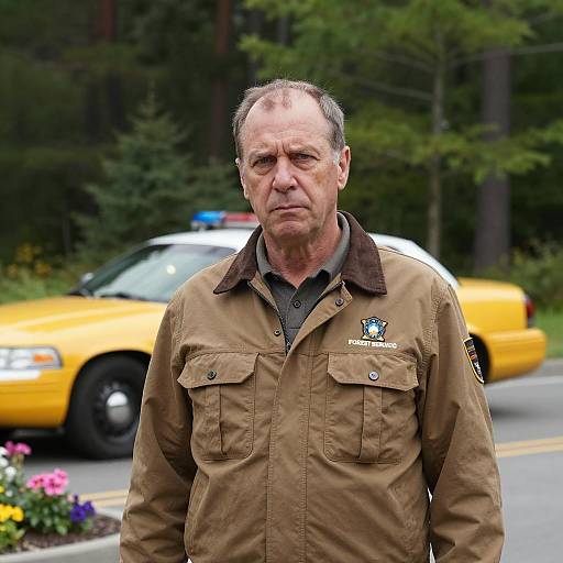 Forest Service Officer by Police Car