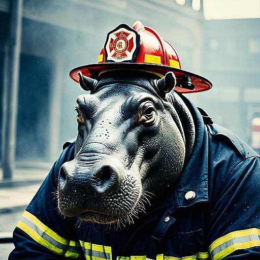 Hippo Firefighter in Uniform
