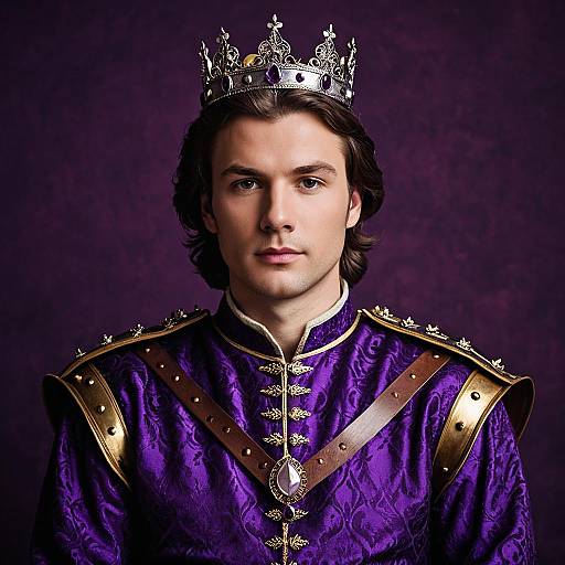 Young King in Purple Medieval Attire