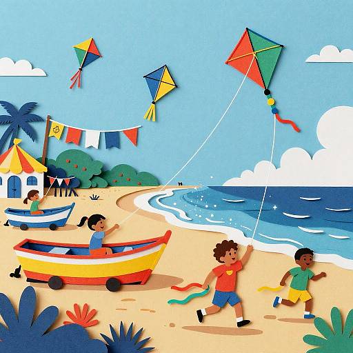 Sunlit Caribbean Pier Kite Collage
