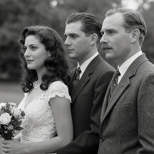 Classic Black and White Portrait of Three