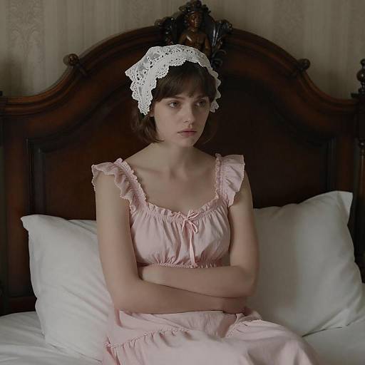 Pensive Woman in Dimly Lit Room