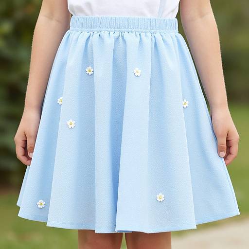 Sky Blue Dress with Floral Design