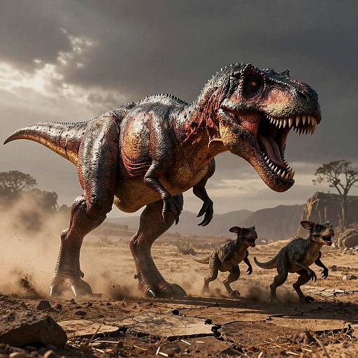 Aggressive T Rex Chasing Prey