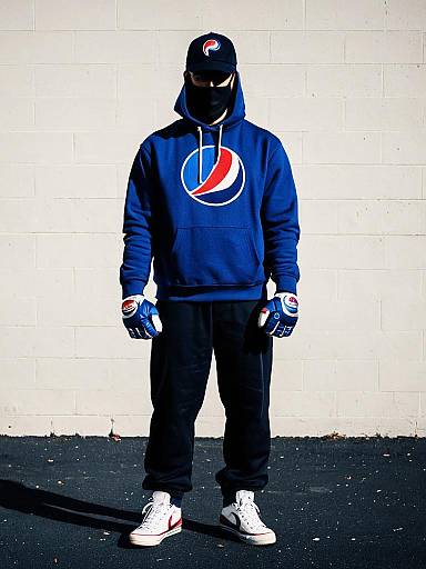 Man in Pepsi-Themed Streetwear Costume
