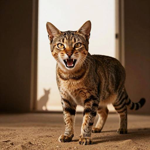Fierce Egyptian Mau in Desert Doorway