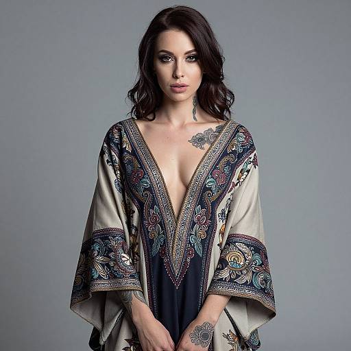 Ethereal Woman with Intricate Tattoos