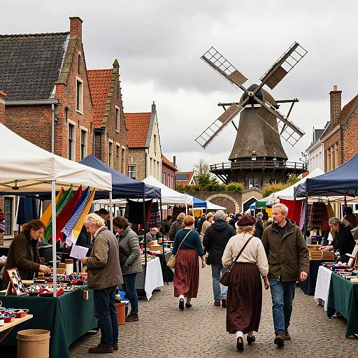 Bustling Belgian Traditional Market Scene