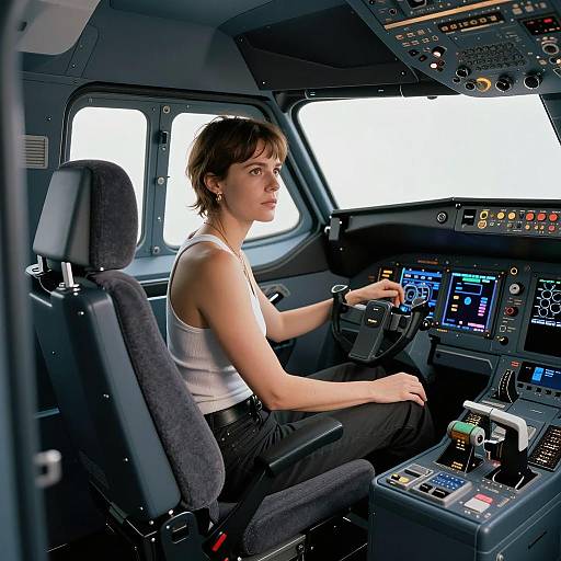 Woman in Spaceship Cockpit Photography