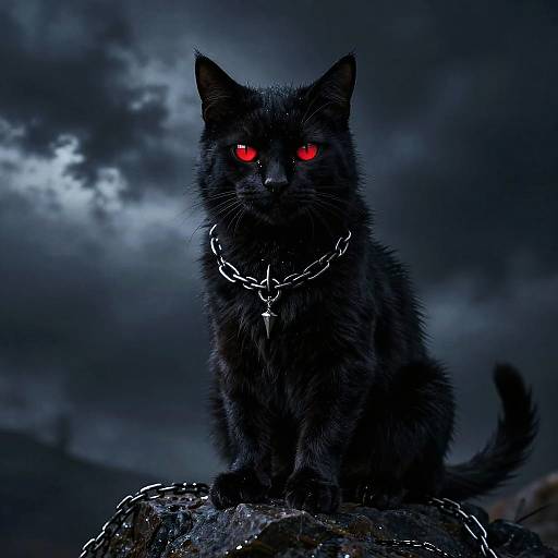 Black Metal Cat on Jagged Rock