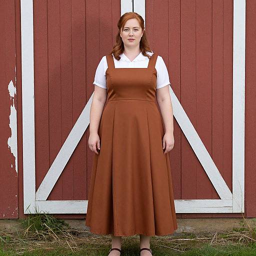 Plus Size Woman in Ingalls Wilder Costume