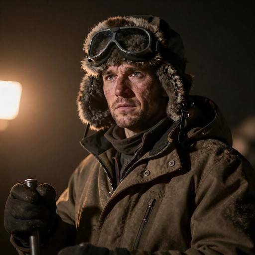 Rugged Winter Warrior in Dark Background