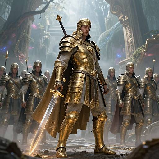 Majestic Roman Centurion in Fantasy Forest