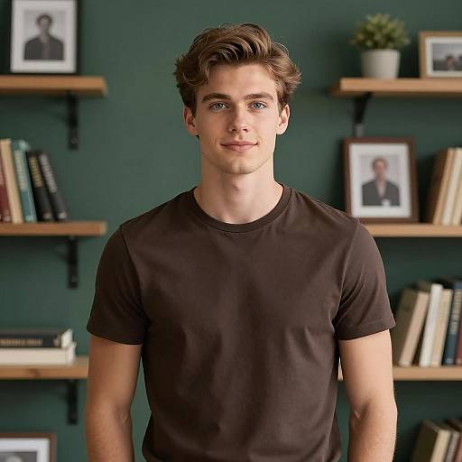 Young Man in Casual Shirt Indoors