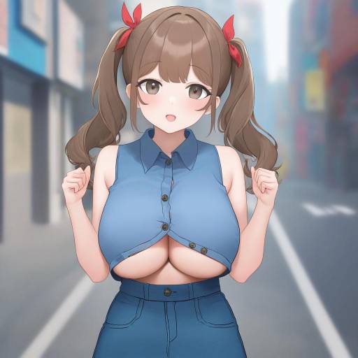 Anime Girl with Twintails and Underboob Fashion