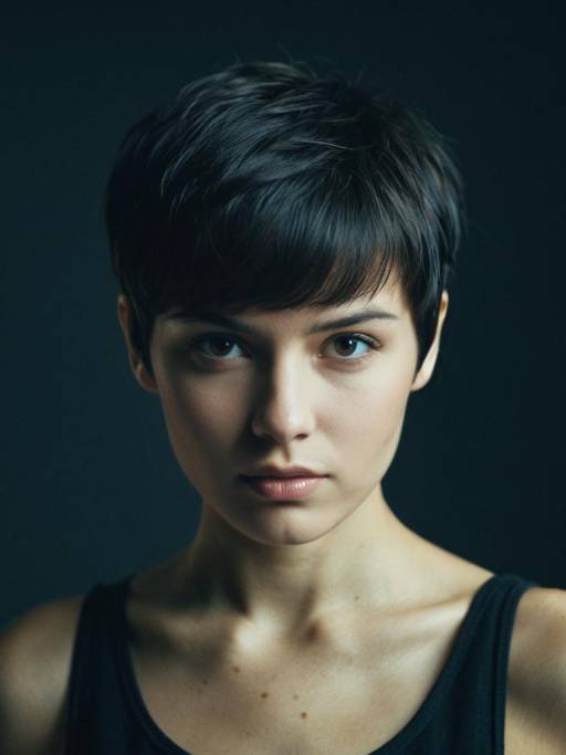 Portrait of Woman with Pixie Cut Hairstyle