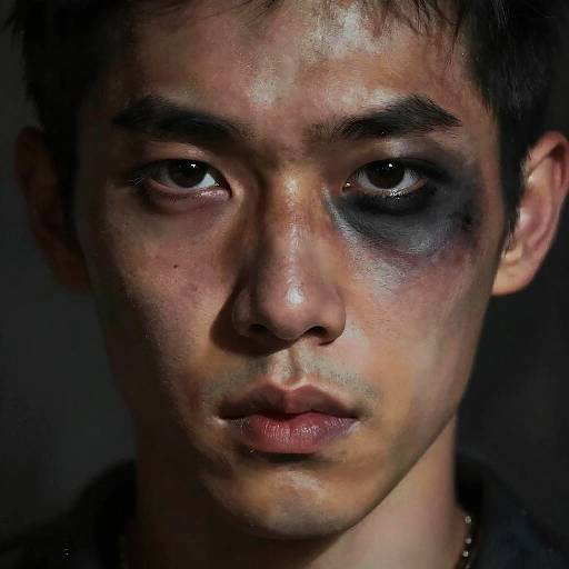 Intense Male Portrait with Black Eye