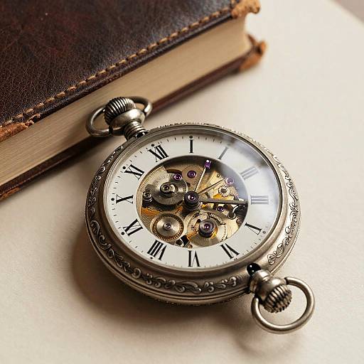 Realistic Pocket Watch with Floral Engraving