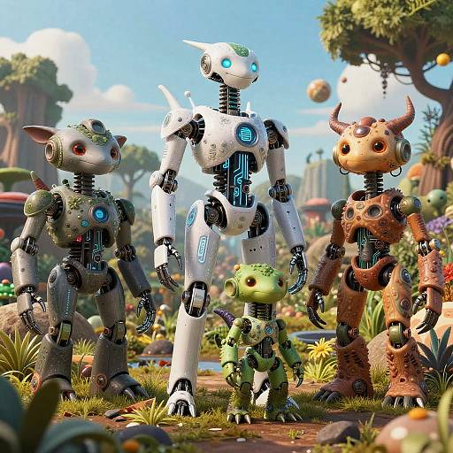 Diverse AI Creatures in Alien Landscape