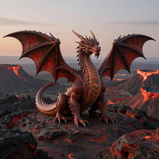 Epic Ancient Dragon on Volcanic Plateau
