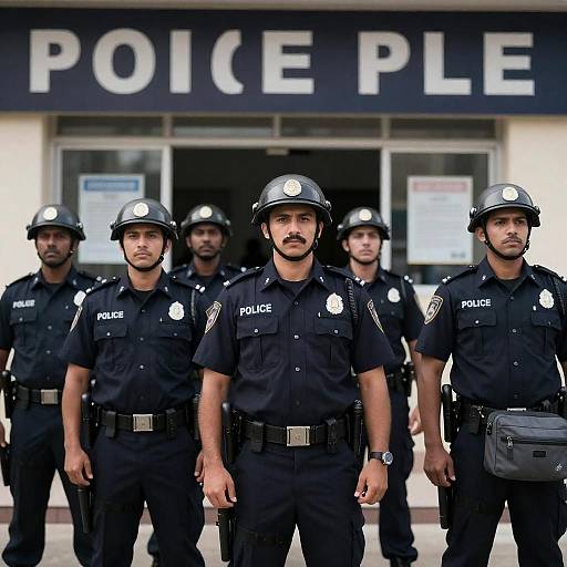 Intense Police Line-Up in Urban Setting