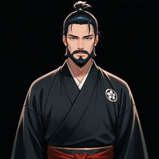 Stoic Japanese Man in Traditional Attire Stoic Japanese Man in Traditional Attire