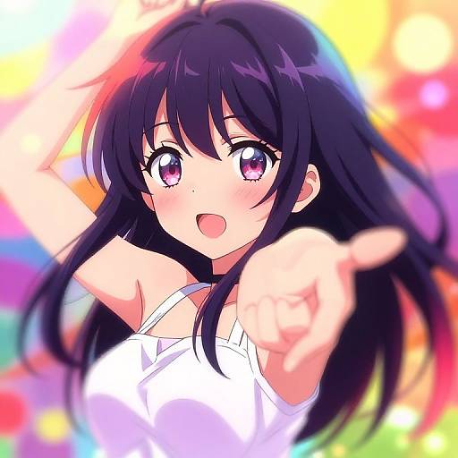 Blushing Anime Girls with Sparkling Eyes