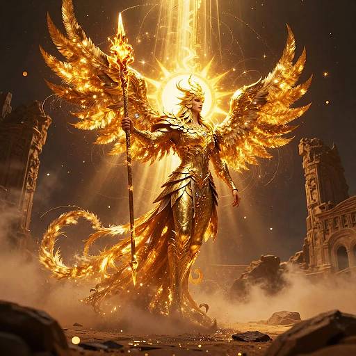 Celestial Phoenix in Desert Ruins