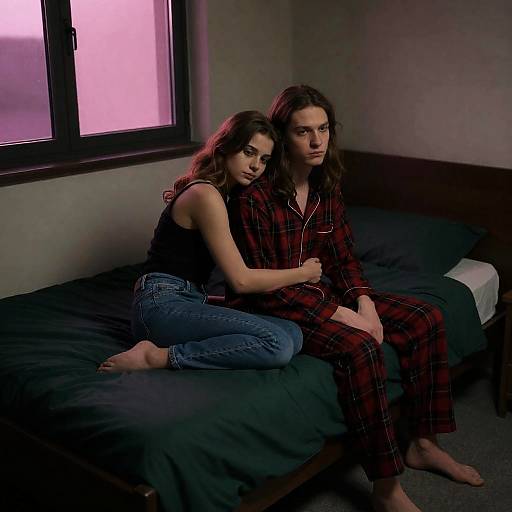 Intimate Moment in Dimly Lit Room