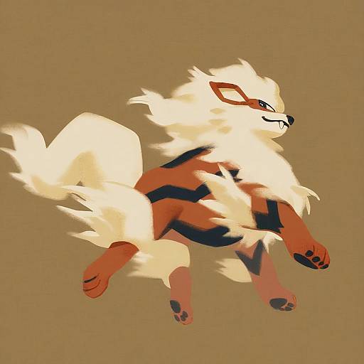 Illustration of Arcanine, pokemon in the style of Chengongzi123