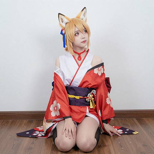 Blonde Anime Fox-Kitsune Cosplayer