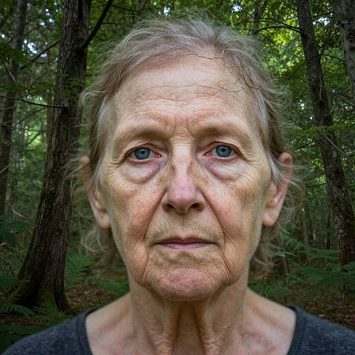 Elderly Woman Double Exposure Forest