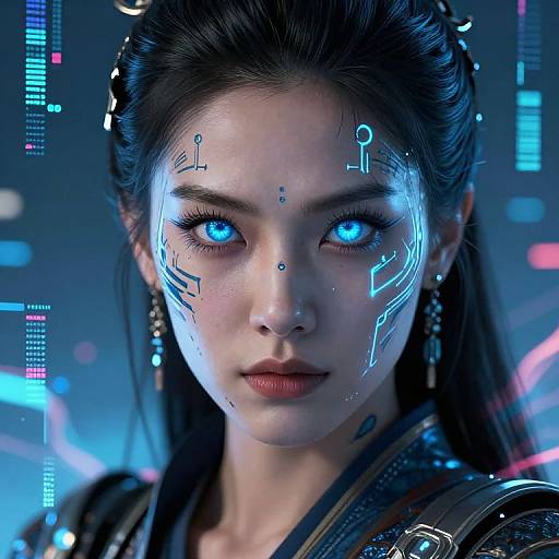 Futuristic Cyber Warrior Portrait