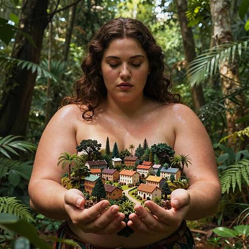 Giant Woman in Forest Clearing