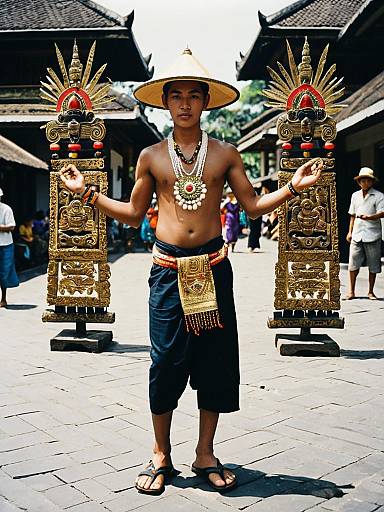 Balinese Traditional Dancer in Festival Attire
