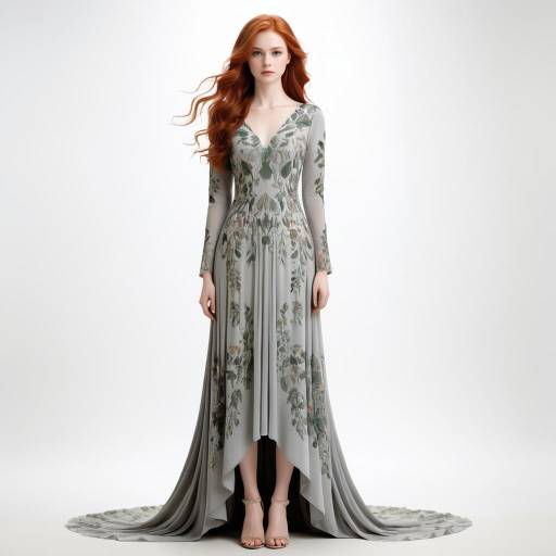 Elegant Lanky Redhead in Gray Dress Elegant Lanky Redhead in Gray Dress